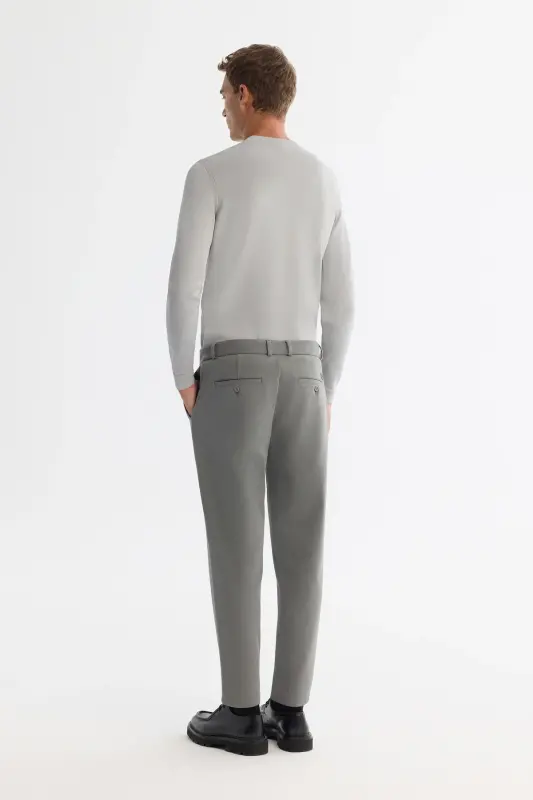 Erkek Gri-Yeşil Klasik Bel Jersey Pamuklu Carrot Fit Pantolon A42Y3061 - Gri-Yeşil - 3