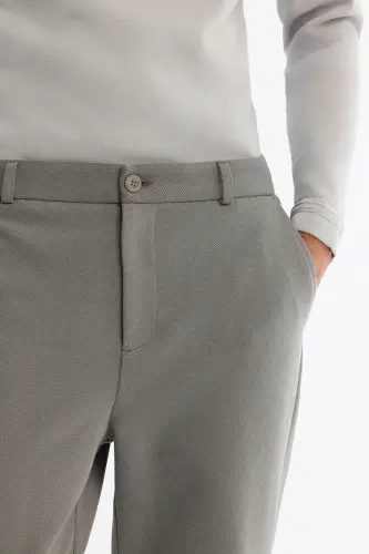 Erkek Gri-Yeşil Klasik Bel Jersey Pamuklu Carrot Fit Pantolon A42Y3061 - Gri-Yeşil - 4