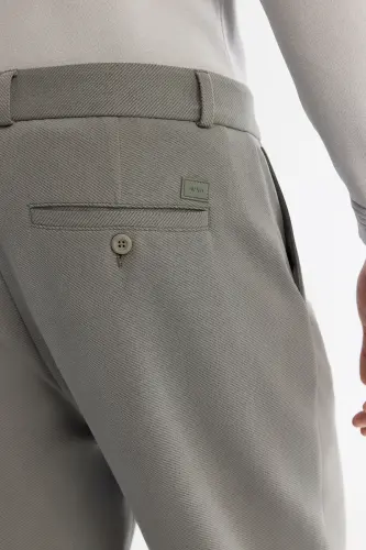 Erkek Gri-Yeşil Klasik Bel Jersey Pamuklu Carrot Fit Pantolon A42Y3061 - Gri-Yeşil - 5
