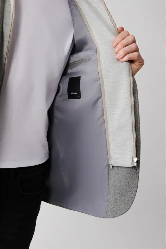 Erkek Gri Çıkarılabilir Kapüşonlu Yünlü Comfort Slim Fit Ceket A32Y4017 - Gri - 5