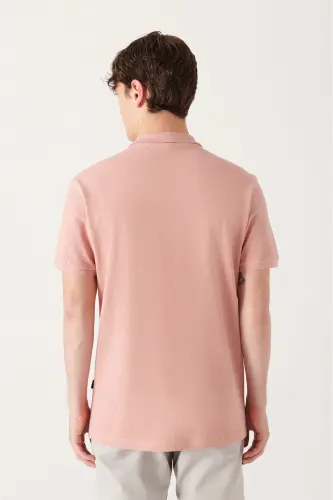 Erkek Gül Kurusu Basic Pamuklu Polo Yaka T-shirt E001004 - Gül Kurusu - 4