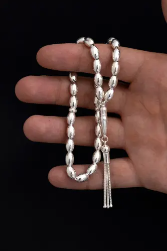 Erkek Gümüş Tespih Arpakesim Büyük Boy 21 gr-Gümüş 21gr - 3