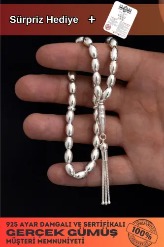 Erkek Gümüş Tespih Arpakesim Büyük Boy 21 gr-Gümüş 21gr 