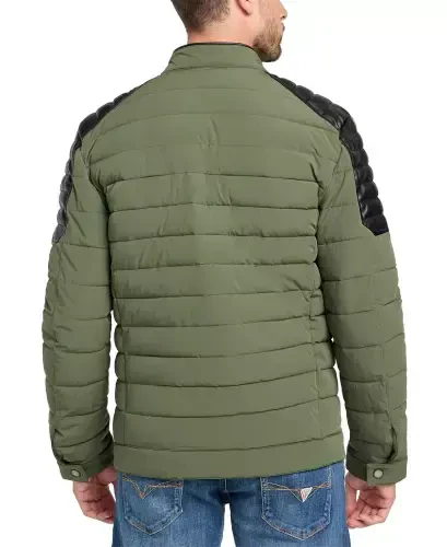 Men's Lightweight Quilted Jacket with Moto Detail-Olive Morning - GUESS (1)