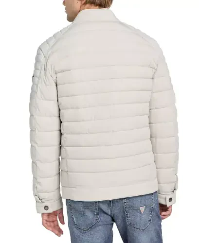 Men's Lightweight Quilted Jacket with Moto Detail-Birch Bark - GUESS (1)