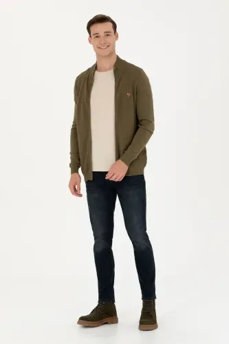 Erkek Haki Basic Triko Hırka 50268938-VR027 - Haki - 4