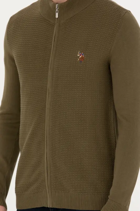 Erkek Haki Basic Triko Hırka 50268938-VR027-Haki - 6