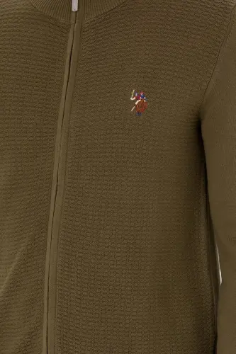 Erkek Haki Basic Triko Hırka 50268938-VR027-Haki - 7