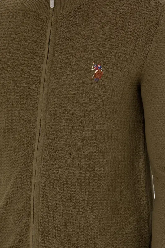 Erkek Haki Basic Triko Hırka 50268938-VR027-Haki - 7