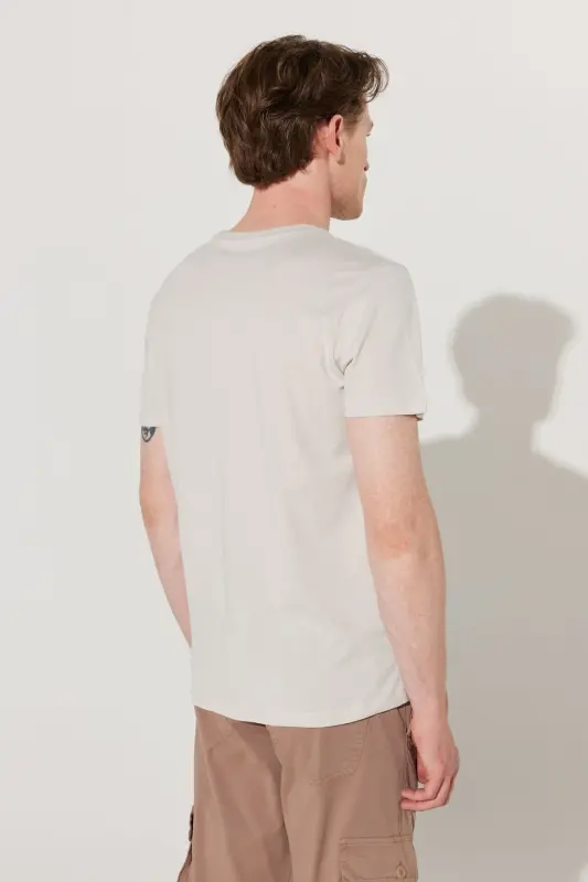 Erkek HAKI-GRI 2'li Paket Slim Fit Dar Kesim Pamuklu Basic Tişört - HAKI-GRI - 6