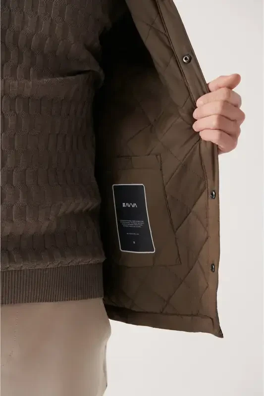 Erkek Haki Çıkma Kapüşonlu Hafif Elyaflı Su İtici Mont A22Y6081 - 5