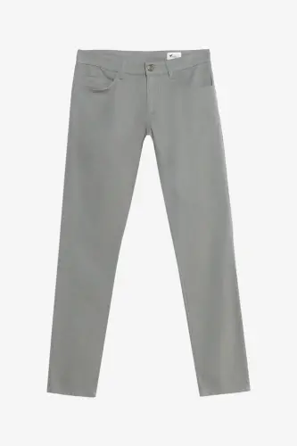 Erkek Haki Pamuklu Slim Fit Dar Kesim 5 Cep Esnek Casual Pantolon - Haki - 6