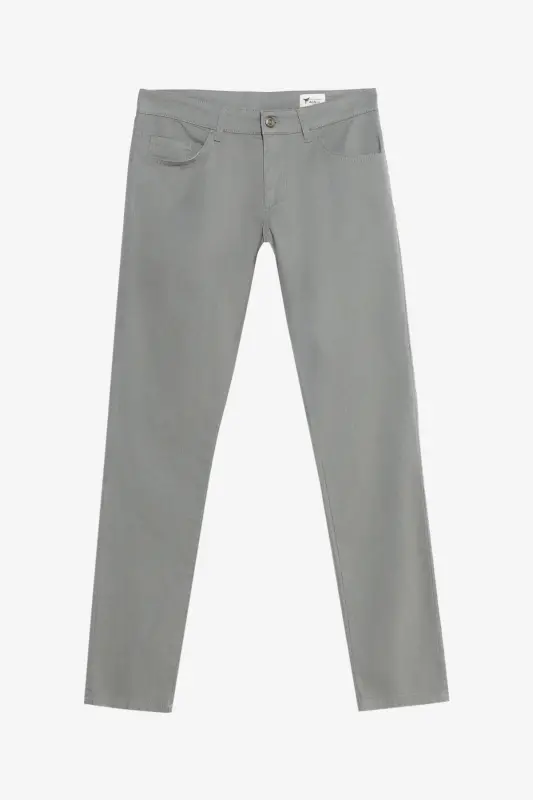 Erkek Haki Pamuklu Slim Fit Dar Kesim 5 Cep Esnek Casual Pantolon - Haki - 6