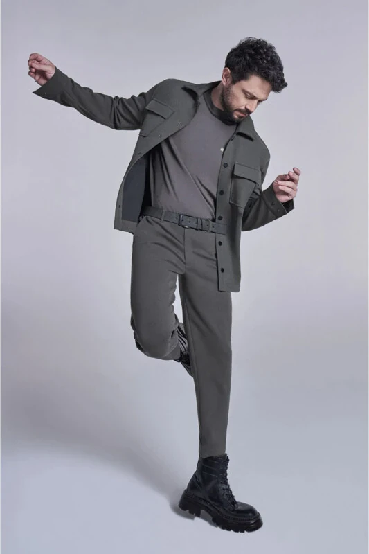 Erkek Haki Bisiklet Yaka Rayon Triko Kazak A32Y5006-Haki - Avva