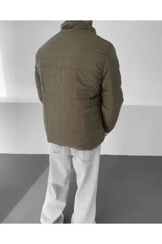 Erkek Haki Regular Su Geçirmez Fermuarlı Iç Cepli Şişme Mont - Haki - 3