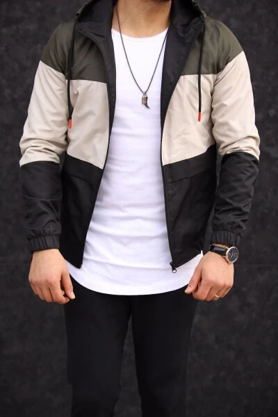 Erkek Haki Rüzgar Ve Su Dayanıklı Su Geçirmez Yağmurluk-HAKİ - DENSMOOD (1)