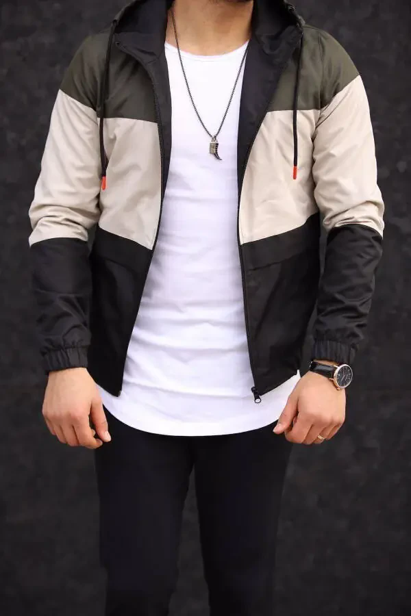 Erkek Haki Rüzgar Ve Su Dayanıklı Su Geçirmez Yağmurluk-HAKİ - 2