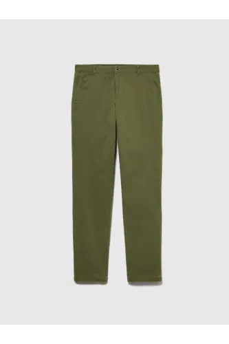 Slim Fit Vintage Efekt Chino Pantolon Erkek Yeşil T-Shirt - 323A4DM6SF02Y - Haki - 5