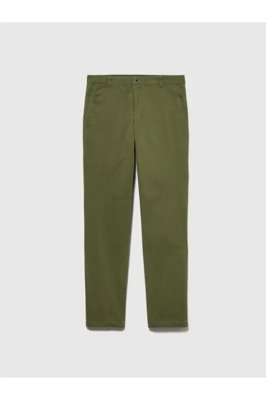 Slim Fit Vintage Efekt Chino Pantolon Erkek Yeşil T-Shirt - 323A4DM6SF02Y - Haki - 5