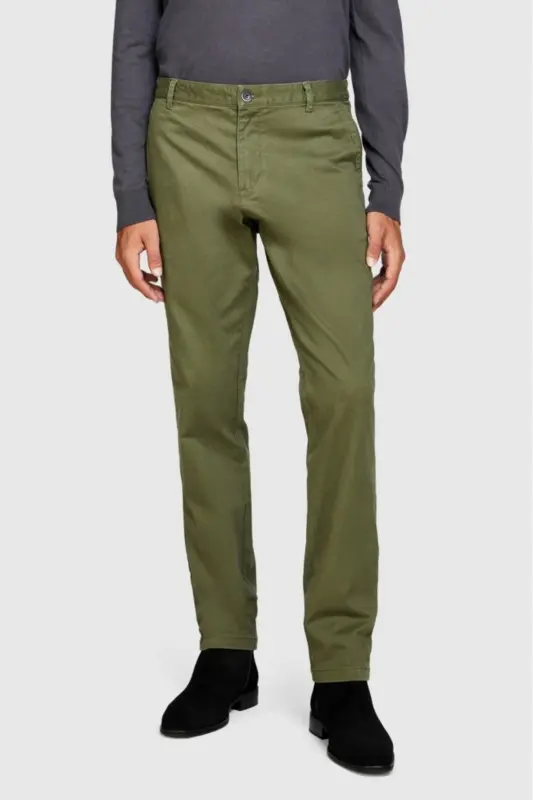 Slim Fit Vintage Efekt Chino Pantolon Erkek Yeşil T-Shirt - 323A4DM6SF02Y - Haki - 8