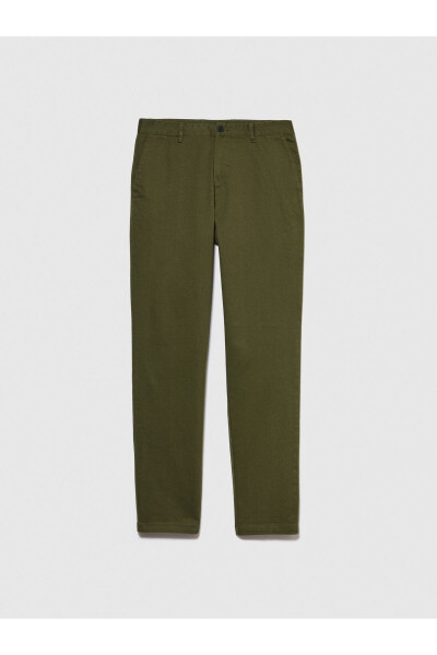 Erkek Haki Streç Pamuklu Slim Fit Denim Chino Pantolon-Haki - SISLEY (1)