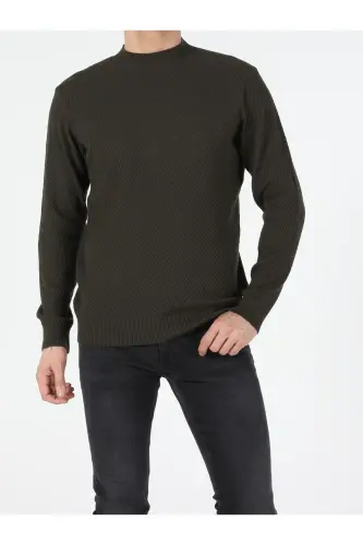 Regular Fit Yarım Balıkçı Yaka Erkek Yeşil Kazak - 1