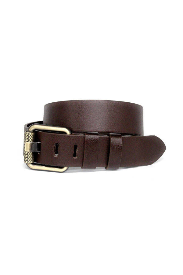 Erkek Hakki Deri 4,5 cm. Kot Kemeri - KAHVERENGİ - 3