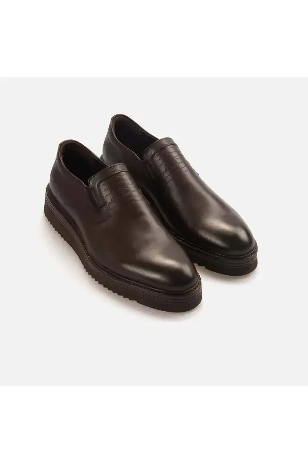 Erkek Hakiki Deri Eva Taban Kahverengi Spor & Sneaker Ayakkabı-Kahve Antik - 3