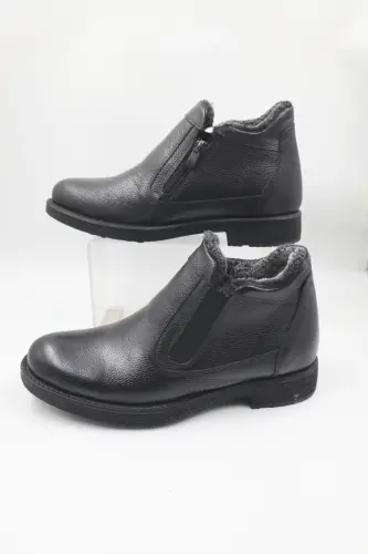 Erkek Hakiki Deri Içi Kürklü Fermuarlı TABA Günlük BOT-SİYAH P - 5