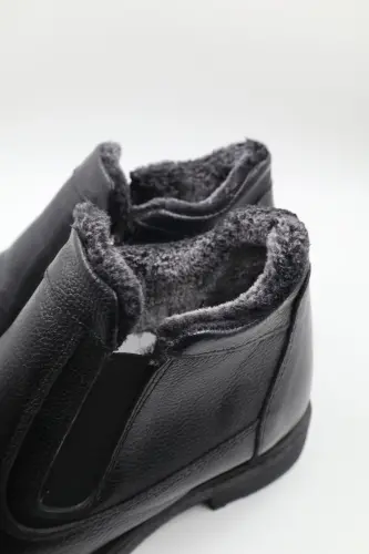 Erkek Hakiki Deri Içi Kürklü Fermuarlı TABA Günlük BOT-SİYAH P - 4
