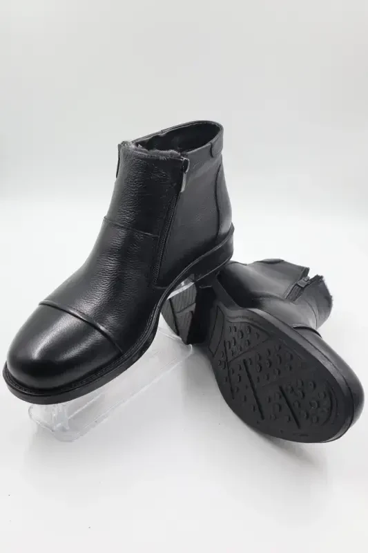 Erkek Hakiki Deri Içi Kürklü Fermuarlı Taba Günlük Bot-SİYAModazone - 2