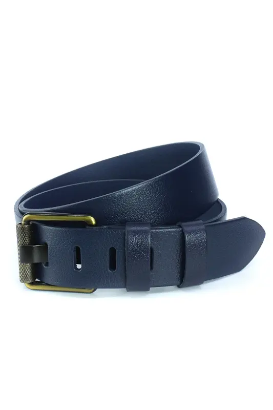Erkek Hakki Кожа 4,5 cm. Кот Ремень Темно-синий-Темно-синий - 3