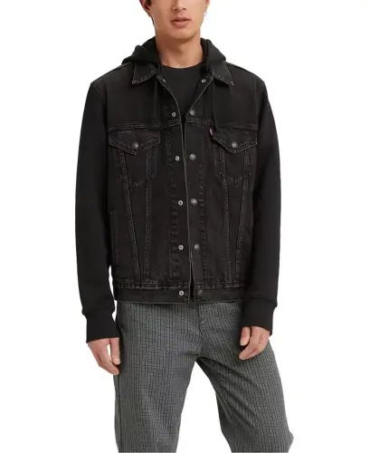 Men's Hybrid Hoodie Non-Stretch Denim Trucker Jacket - Built To Last - 1