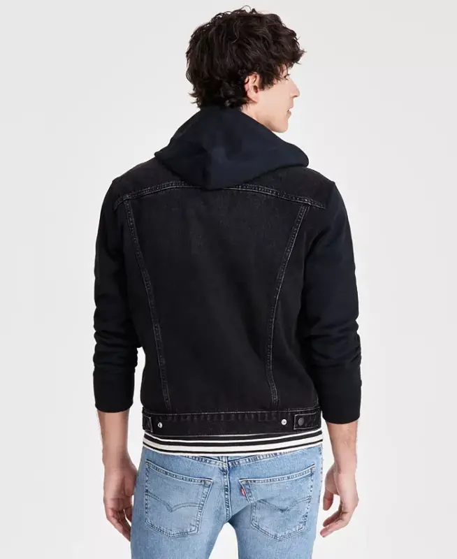 Men's Hybrid Hoodie Non-Stretch Denim Trucker Jacket - Built To Last - 3