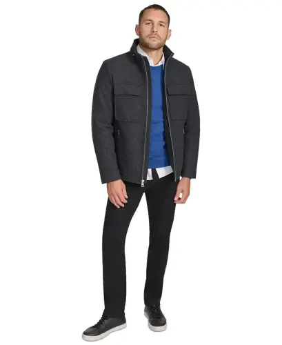 Men's Hipster Full-Zip Jacket with Zip-Out Hood - Dark Charcoal - 5
