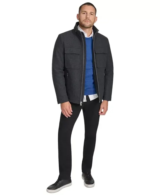 Men's Hipster Full-Zip Jacket with Zip-Out Hood - Dark Charcoal - 5