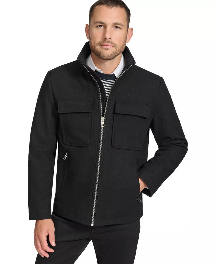 Men's Hipster Full-Zip Jacket with Zip-Out Hood - Black - 1