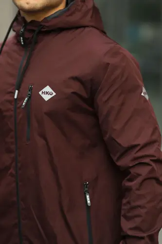 Erkek Içi Astarlı Suya Dayanıklı Kapüşonlu Cepli Yağmurluk-BORDO - COMSTAR (1)