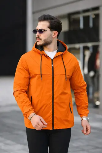 Erkek Içi Astarlı Suya Dayanıklı Kapüşonlu Cepli Yağmurluk-Turuncu - COMSTAR (1)