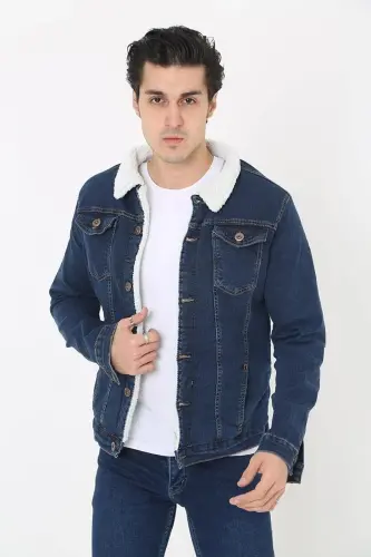 Erkek Içi Kürklü Kot Ceket-K.MAVİ 