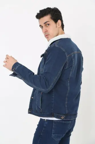 Erkek Içi Kürklü Kot Ceket-K.MAVİ - 5