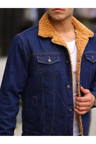 ERKEK İÇİ KÜRKLÜ KOT CEKET-LACİVERT - COMSTAR (1)