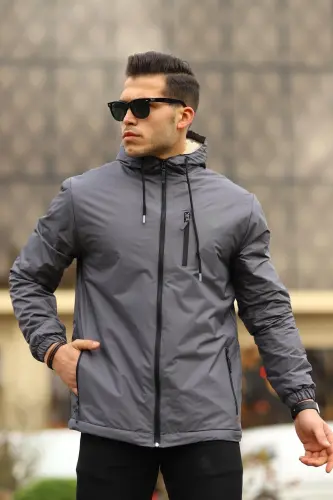 Erkek Içi Kürklü Suya Dayanıklı Kapüşonlu Cepli Yağmurluk-K.GRİ - COMSTAR (1)