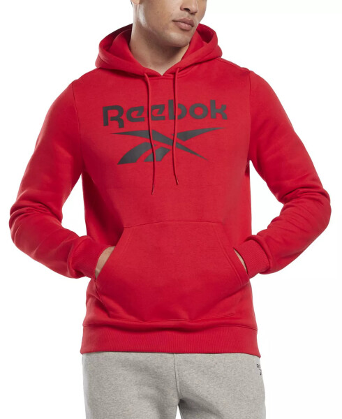 Erkek Identity Klasik Fit Yığılmış Logo Baskılı Polar Kapüşonlu Sweatshirt Kırmızı / Siyah - 4