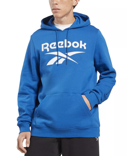 Erkek Identity Klasik Kalıp Yığılmış Logo Baskılı Polar Kapüşonlu Sweatshirt Kral Mavi / Beyaz - 6