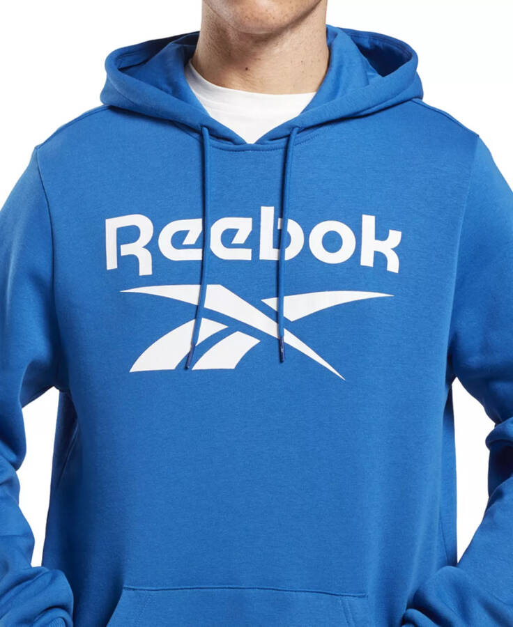 Erkek Identity Klasik Kalıp Yığılmış Logo Baskılı Polar Kapüşonlu Sweatshirt Kral Mavi / Beyaz - 8