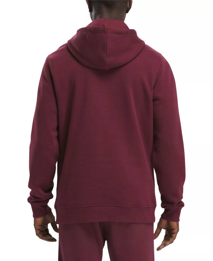 Erkek Identity Klasik Kesim Yığılmış Logo Baskılı Polar Kapüşonlu Sweatshirt Klasik Bordo/Siyah - 6