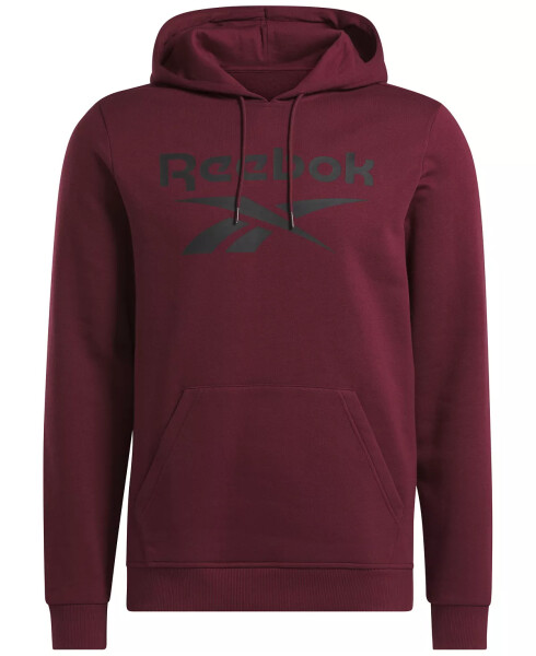 Erkek Identity Klasik Kesim Yığılmış Logo Baskılı Polar Kapüşonlu Sweatshirt Klasik Bordo/Siyah - 8