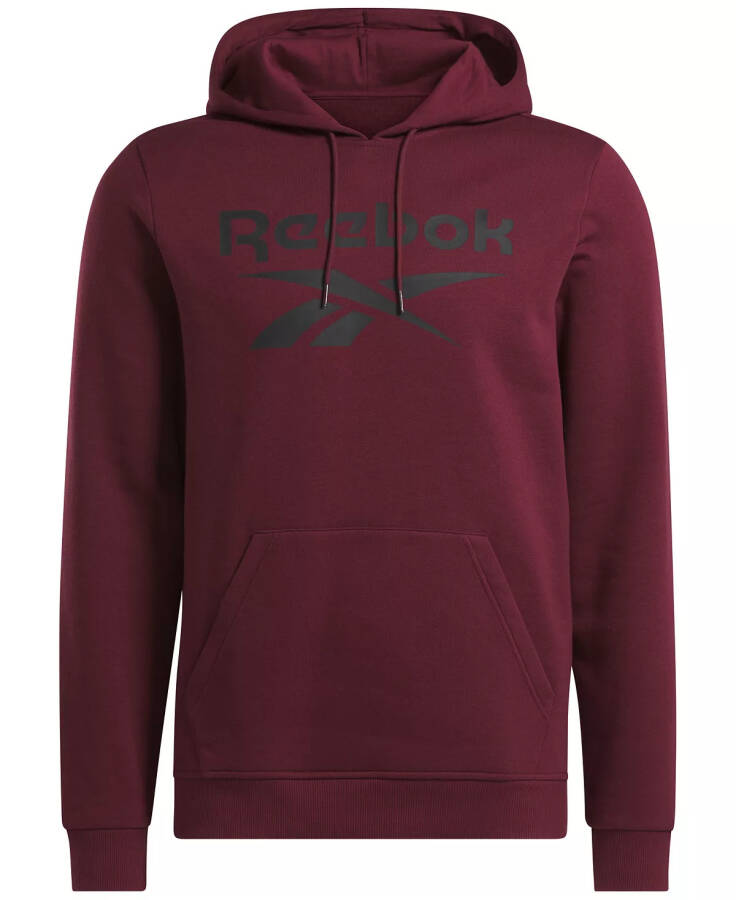 Erkek Identity Klasik Kesim Yığılmış Logo Baskılı Polar Kapüşonlu Sweatshirt Klasik Bordo/Siyah - 8