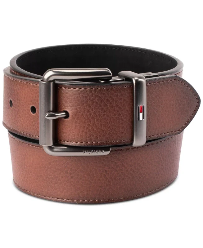 Men’s Two-In-One Reversible Casual Matte and Pebbled Belt-Brown / Black - Tommy Hilfiger